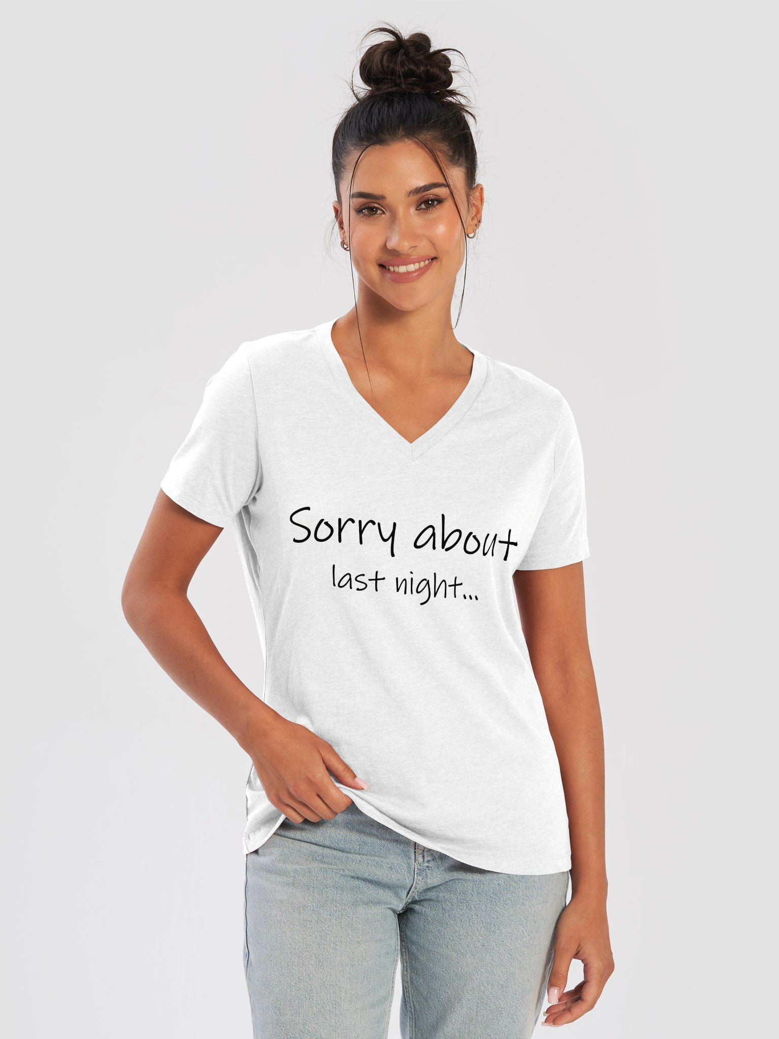 Sorry About Last Night V-Neck Tee Lt. product image (9)