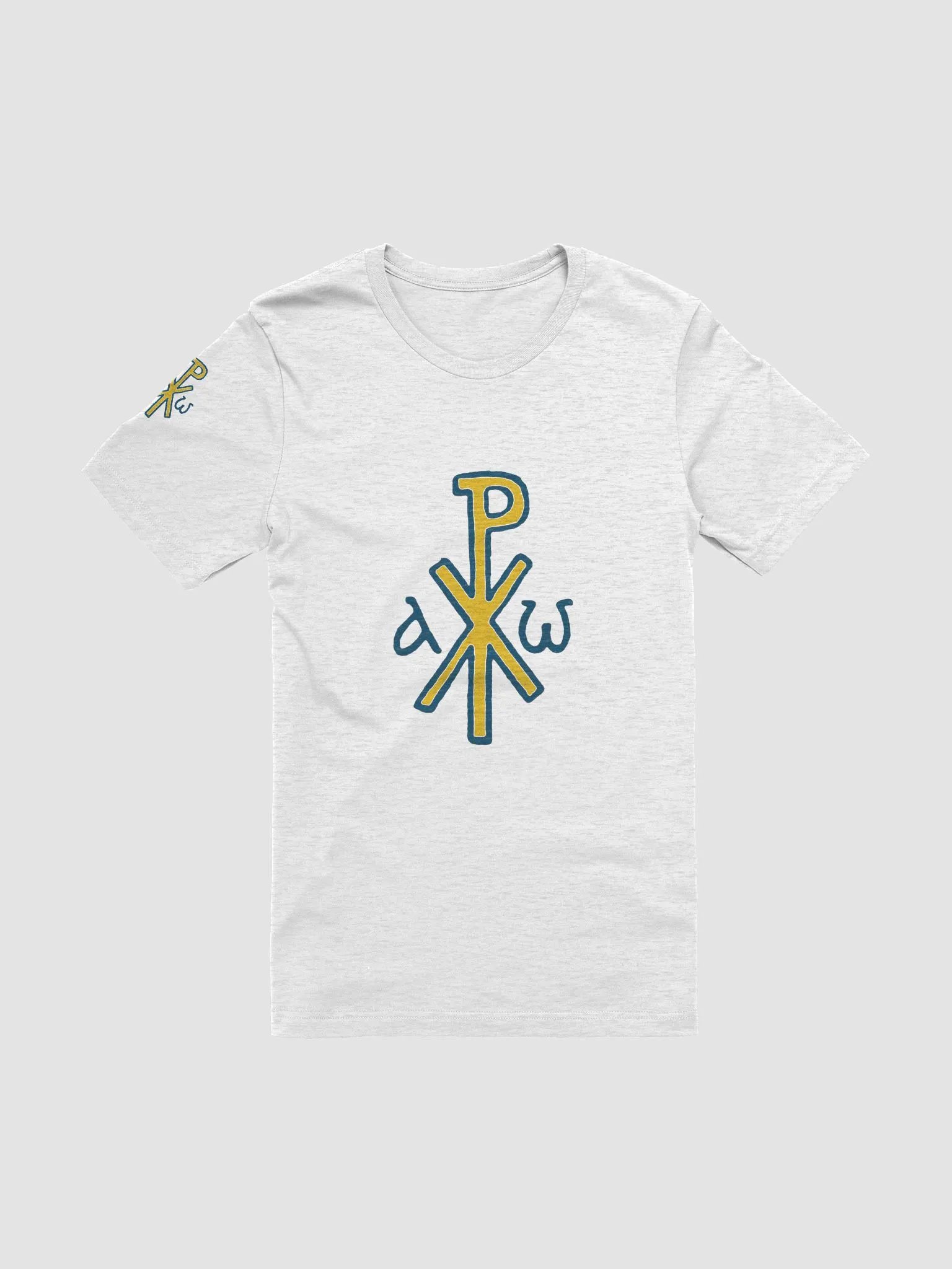 Victor Blue and Yellow Alpha and Omega Orthodox Christian T-Shirt – Religious Tee, Faith Gift product image (1)