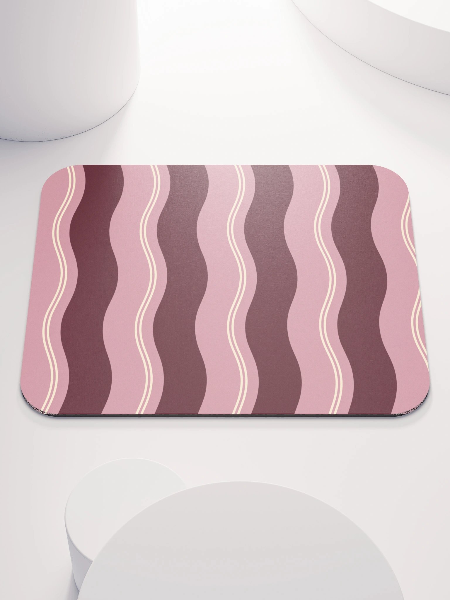 Rose Ribbon Gaming Mouse Pad — Pink & Burgundy Stripes product image (1)