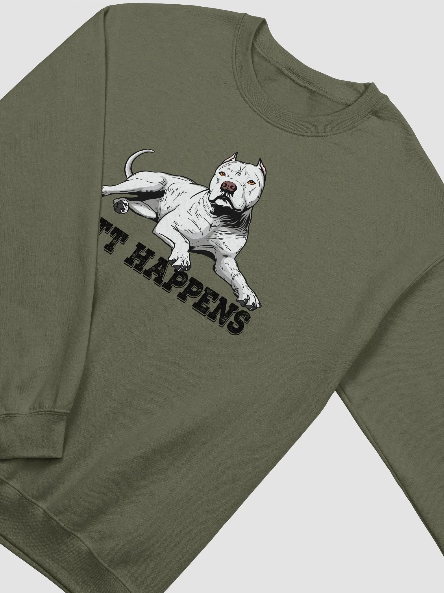 Pitt Happens Sweatshirt of a Pitbull Terrier (Cropped Ears - White) | Funny Shirt for Pitbull, Bully, and Staffordshire Terrier Paw-rents product image (4)
