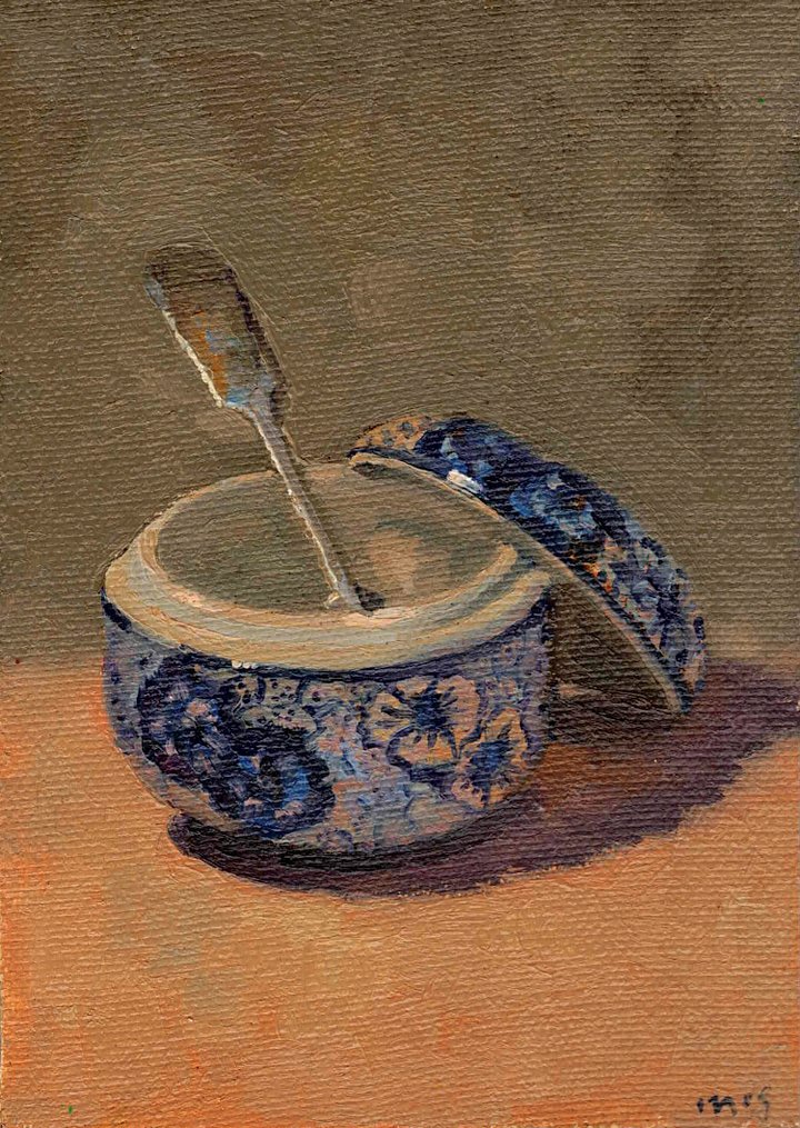 241017 Blue Patterned Bowl Still Life. Original Study Artwork. product image (1)