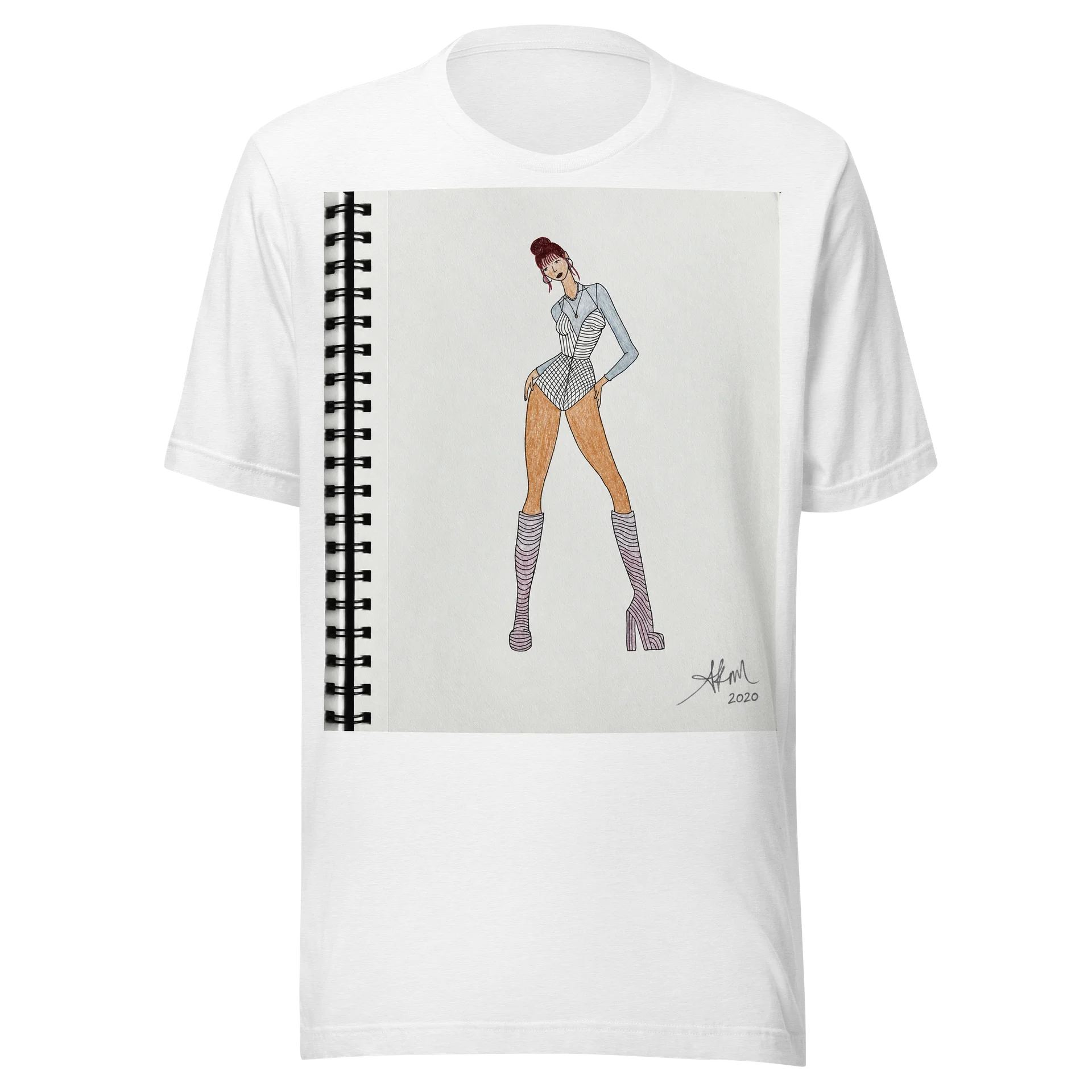 AK’s Chic in Stripes and Boots Fashion Design T-Shirt product image (1)
