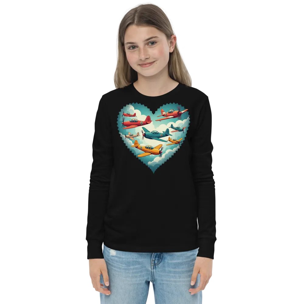 Whimsical Airplane Adventure Youth Long Sleeve T-Shirt product image (7)