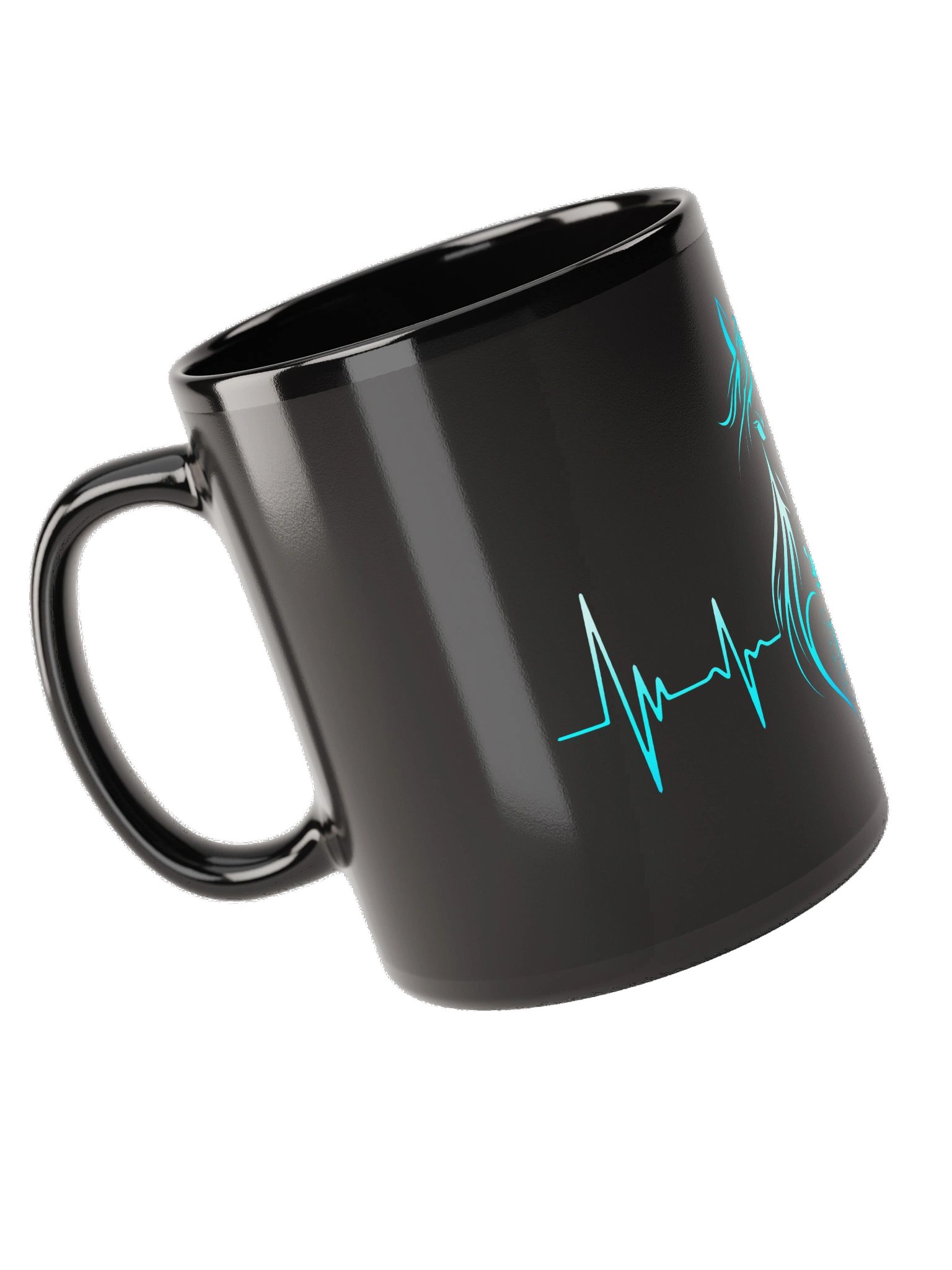Personalized Black Horse Heartbeat Mug with Letter B | Equestrian Gift product image (2)