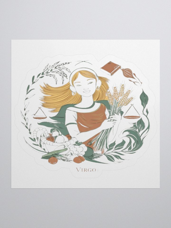 Virgo Zodiac Sticker - Female with Wheat & Scales - Vinyl product image (1)