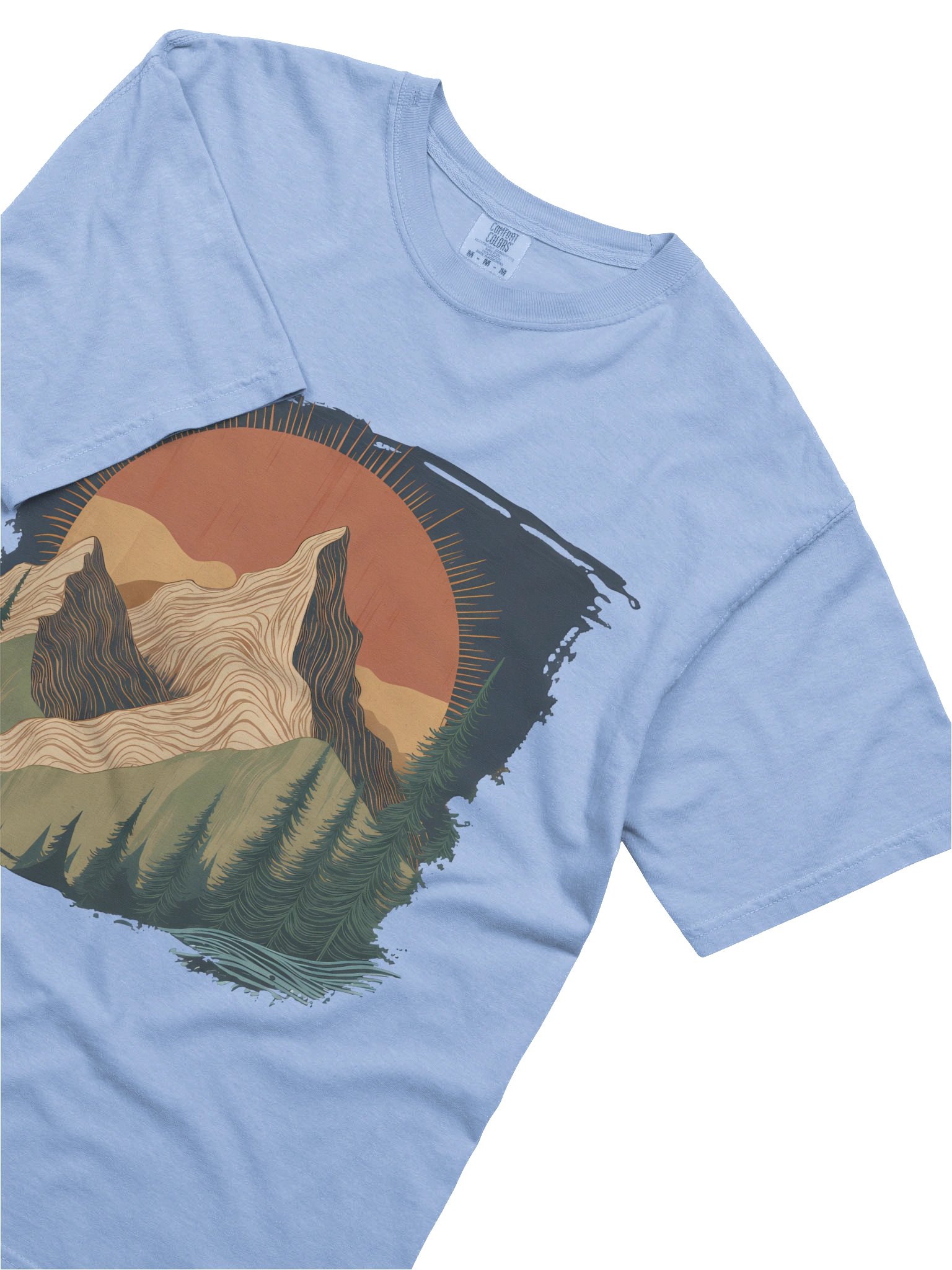 Retro Mountain Sunset Graphic T-Shirt – Abstract Ridgeline & Pine Forest Apparel product image (18)