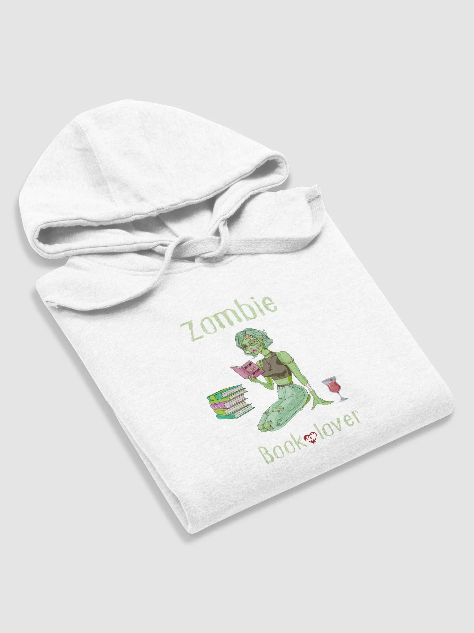Zombie Book Lover White Unisex Hoodie product image (5)