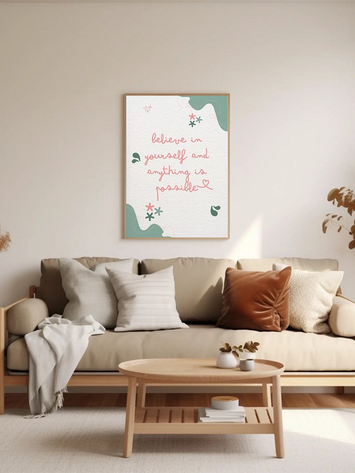 Inspirational Quote Wall Art - 'Believe in Yourself' Motivational Poster, Minimalist Home Decor, Positive Affirmation Print Gift Present product image (2)
