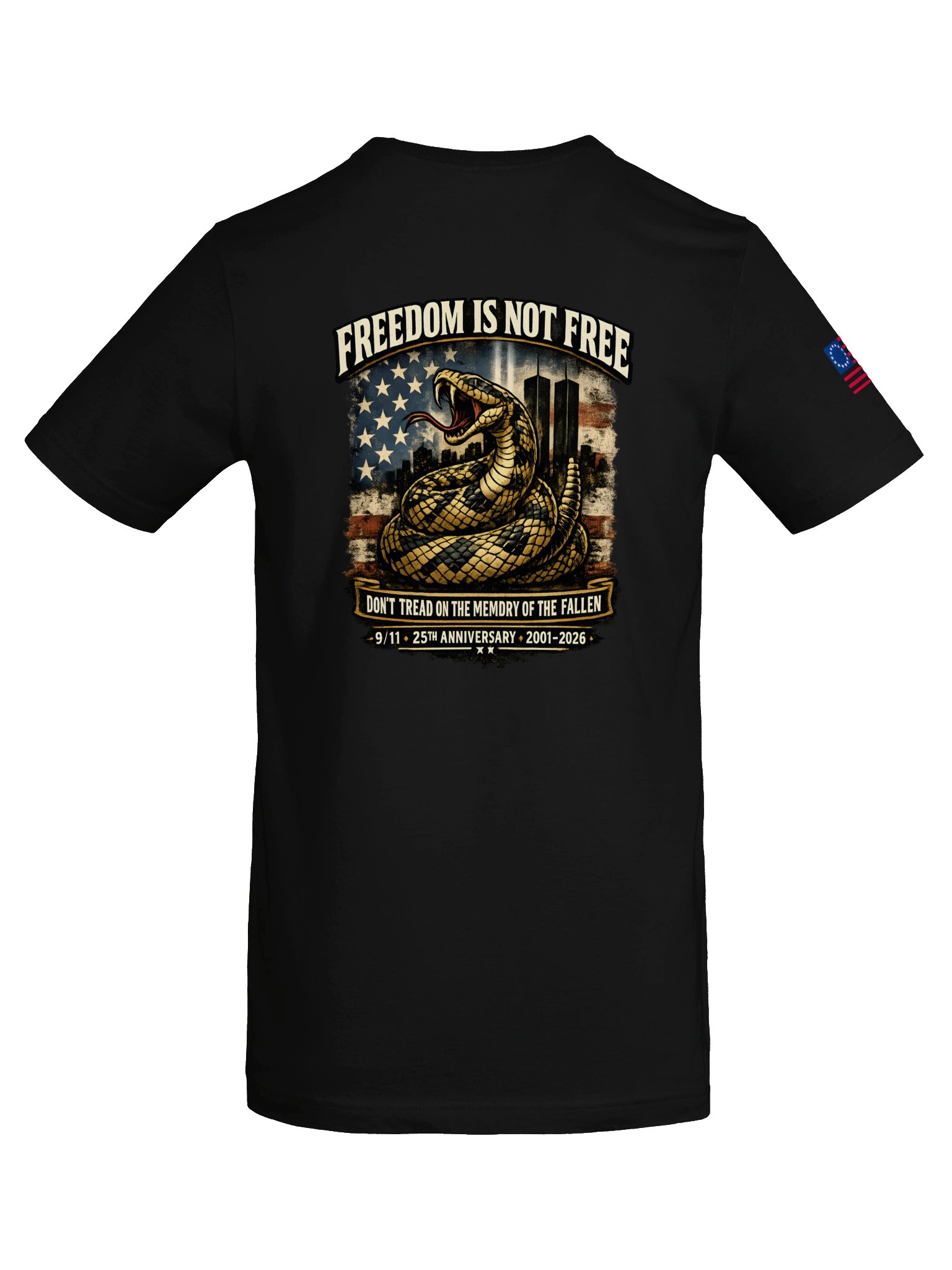 Gadsden Flag 9/11 25th Anniversary Shirt, Freedom Is Not Free Never Forget Memorial Tee, 2001–2026 Patriotic Snake Shirt product image (6)