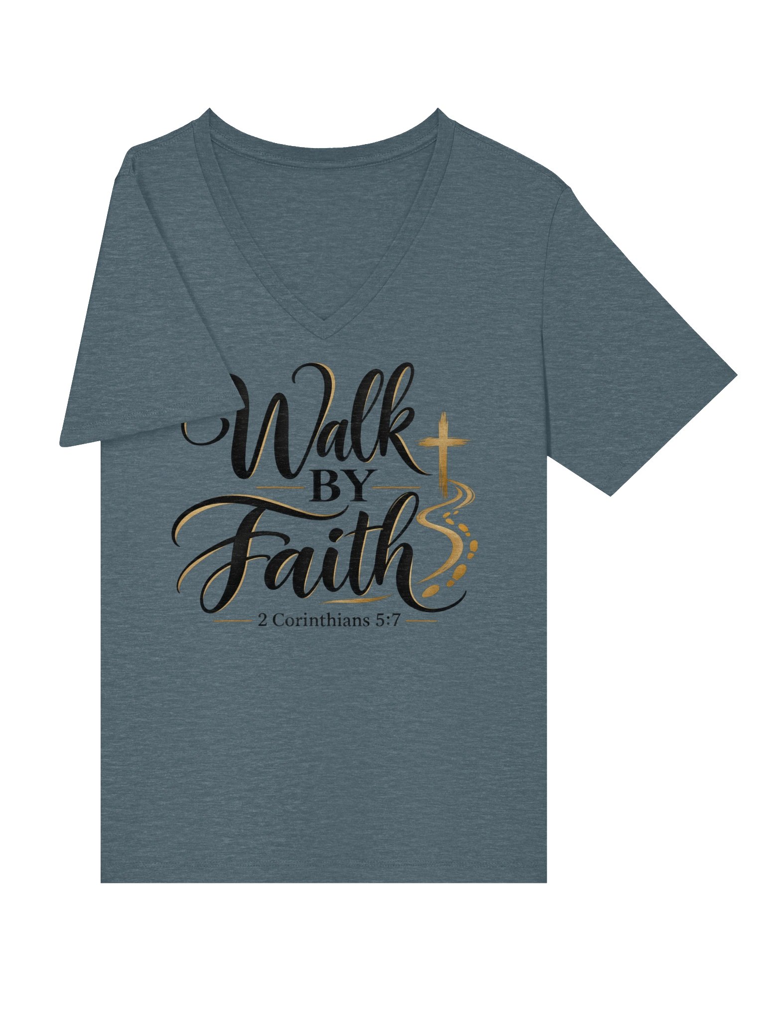 Walk by Faith Christian T-Shirt - 2 Corinthians 5:7 Faith-Based Graphic Tee product image (13)