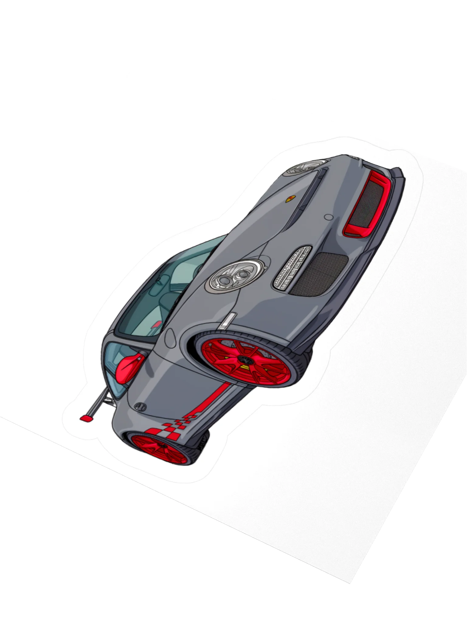 Grey Porsche GT3 RS Sticker (Retro, Sketch, Silhouette) product image (8)