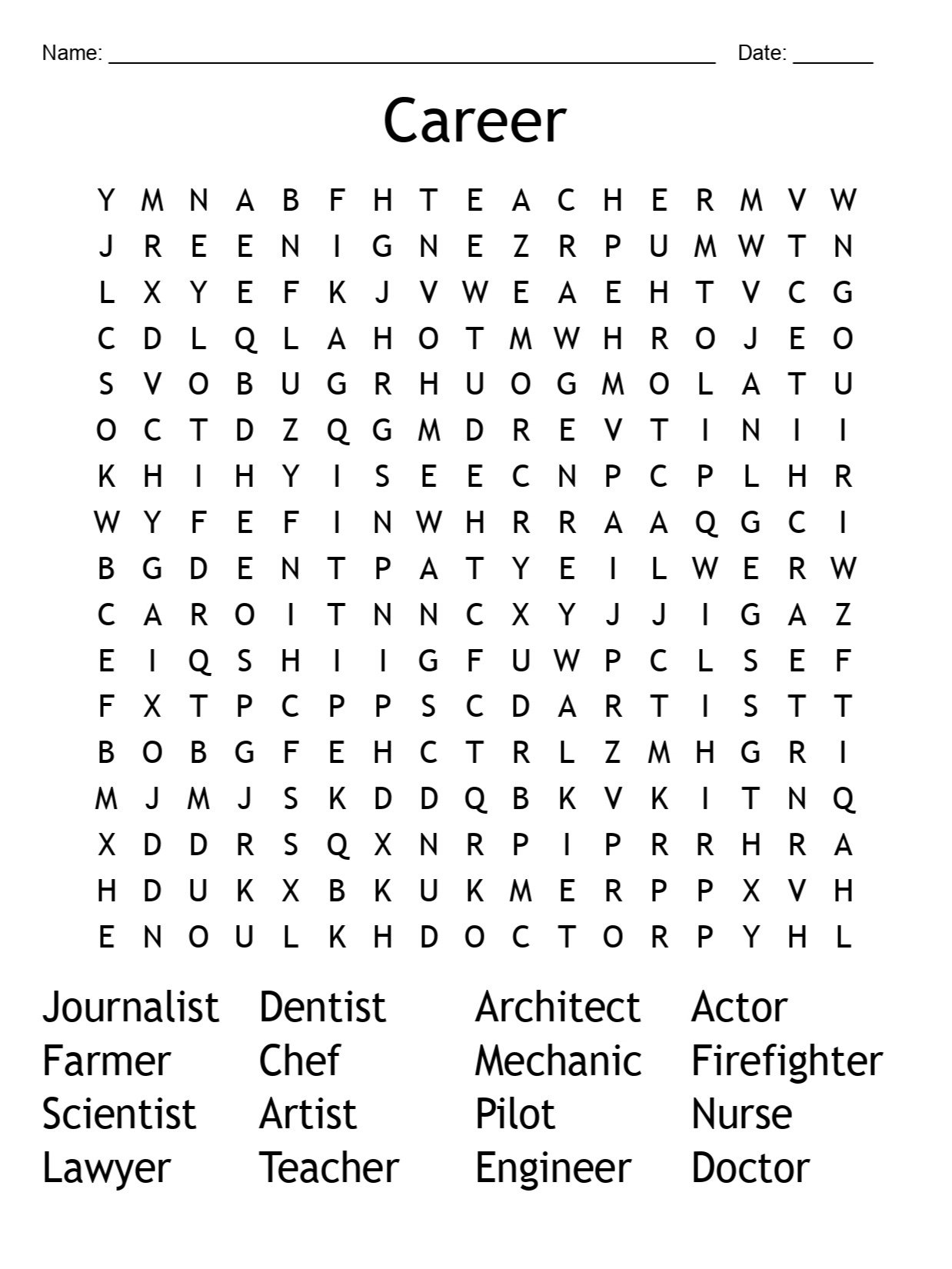 Printable Career Word Search Puzzle product image (1)