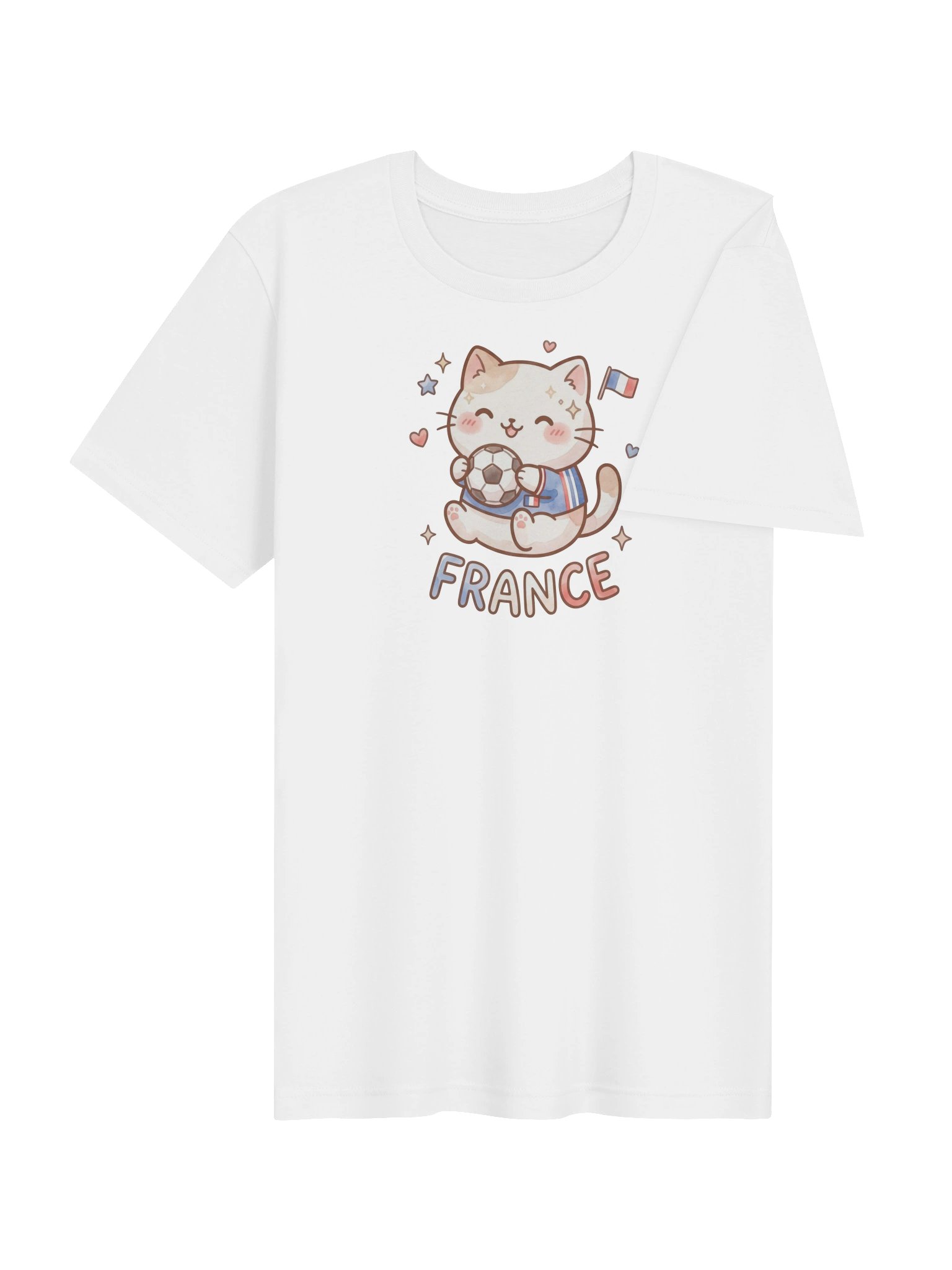 France Soccer Cat Shirt, Cute France Fan Tee, Kawaii Football Supporter T-Shirt product image (4)