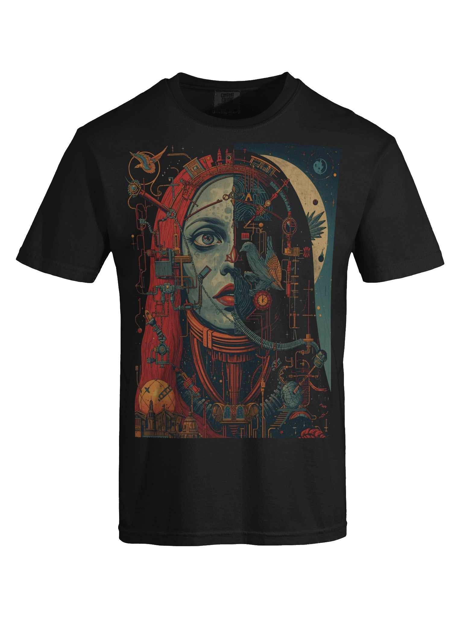 Mechanical vs. Celestial Split-Face Heavyweight T-Shirt product image (2)