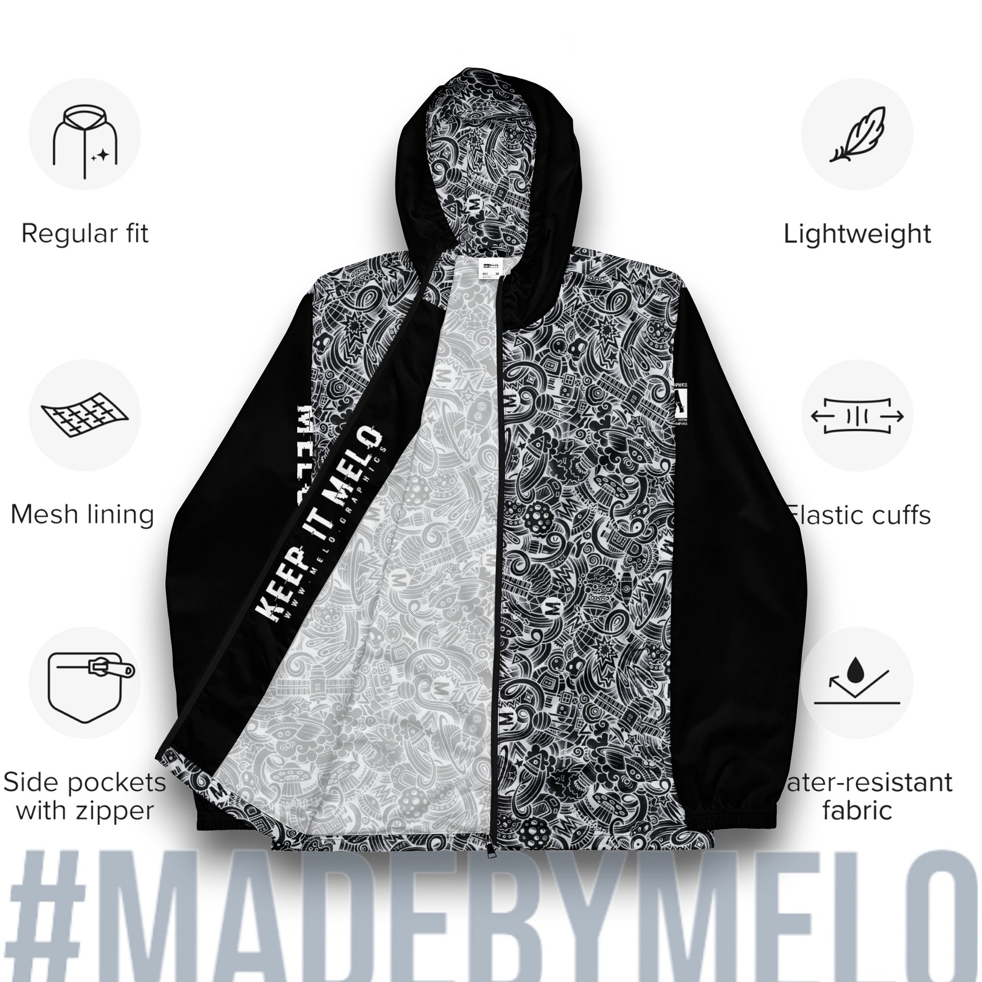 Dark Space Scribble - Ultimate Windbreaker Jacket | #MadeByMELO product image (3)