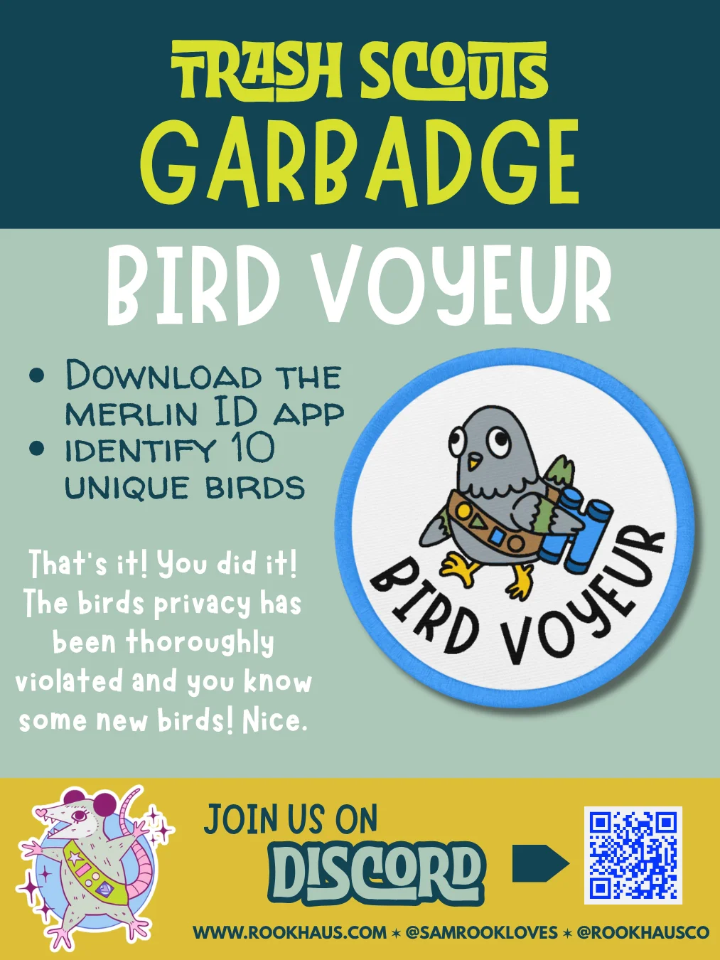 Trash Scouts GARBADGE: Bird Voyeur - Embroidered Badge product image (2)