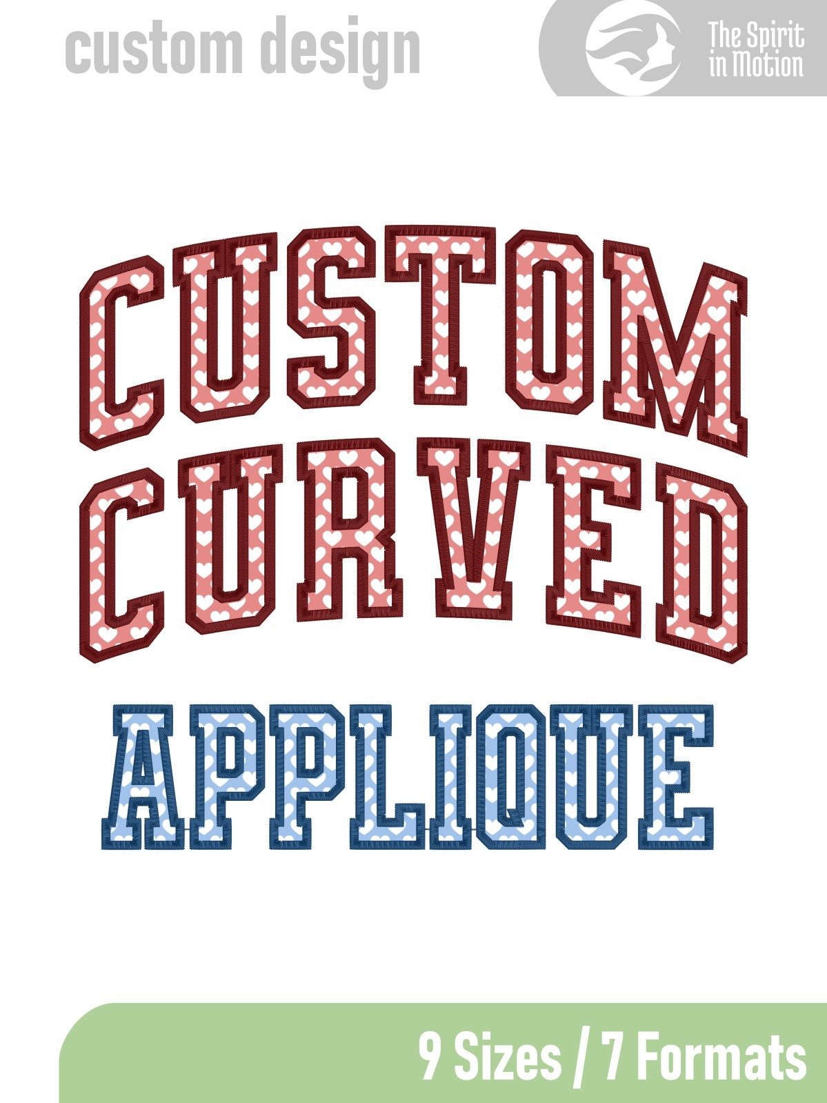 Custom Curved Name Applique Design Using Varsity Font | PES, DST, JEF product image (1)