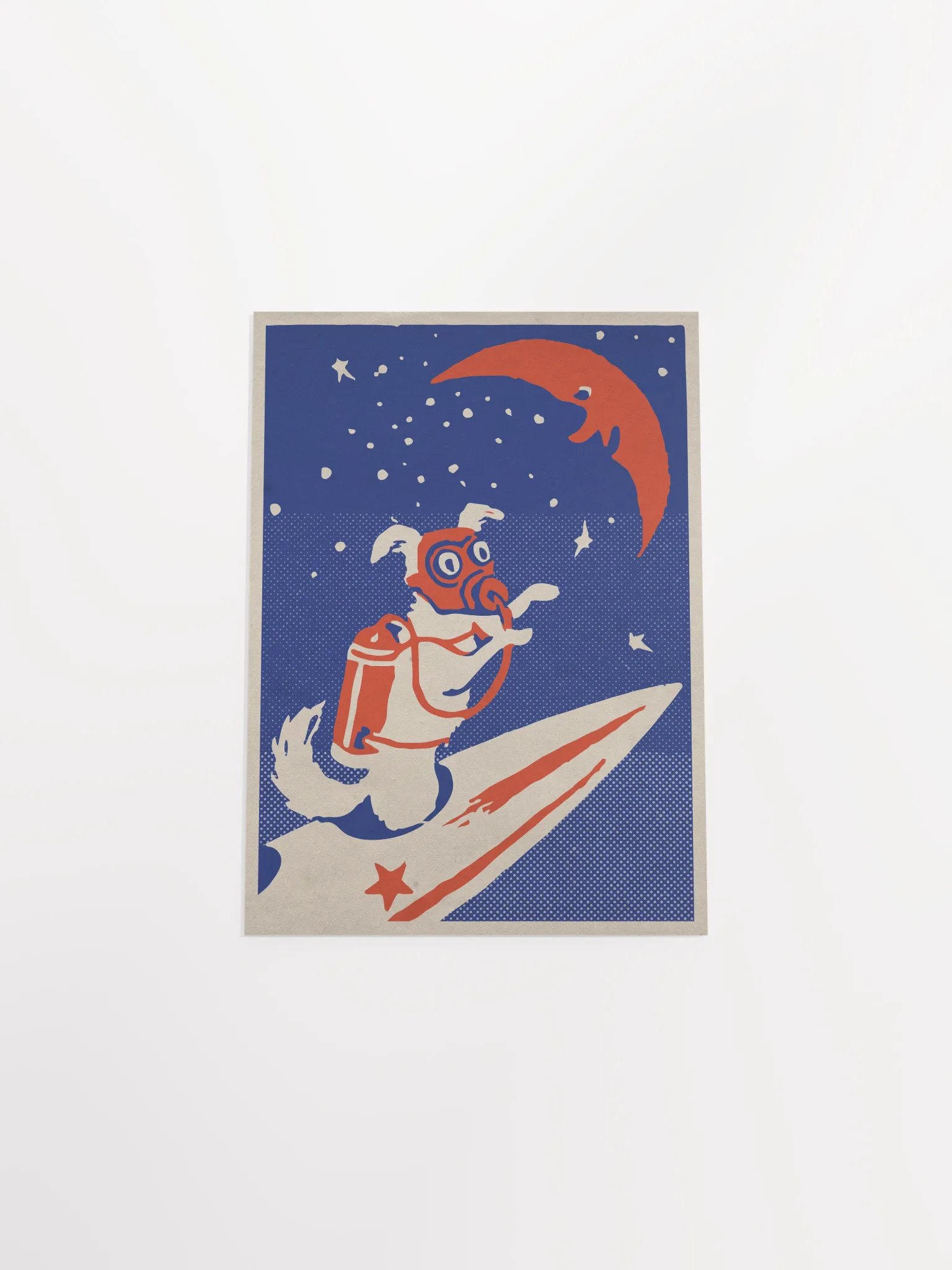 Laika, first space dog, USSR 1950s — Soviet vintage space art poster, soviet retro poster product image (10)