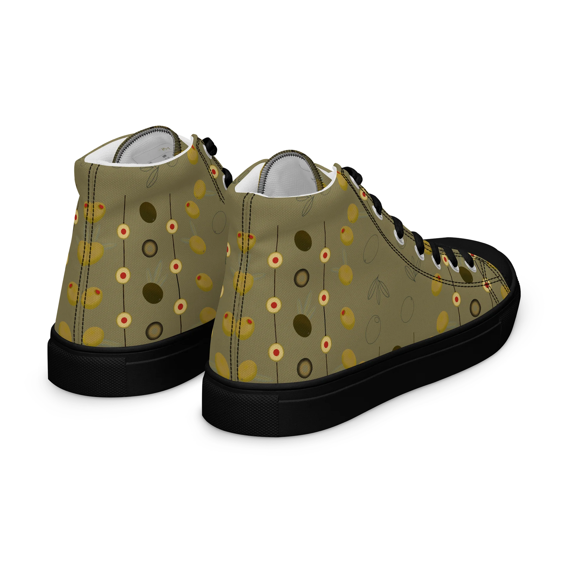 Olive Geometry Men's High Top Canvas Shoes product image (9)
