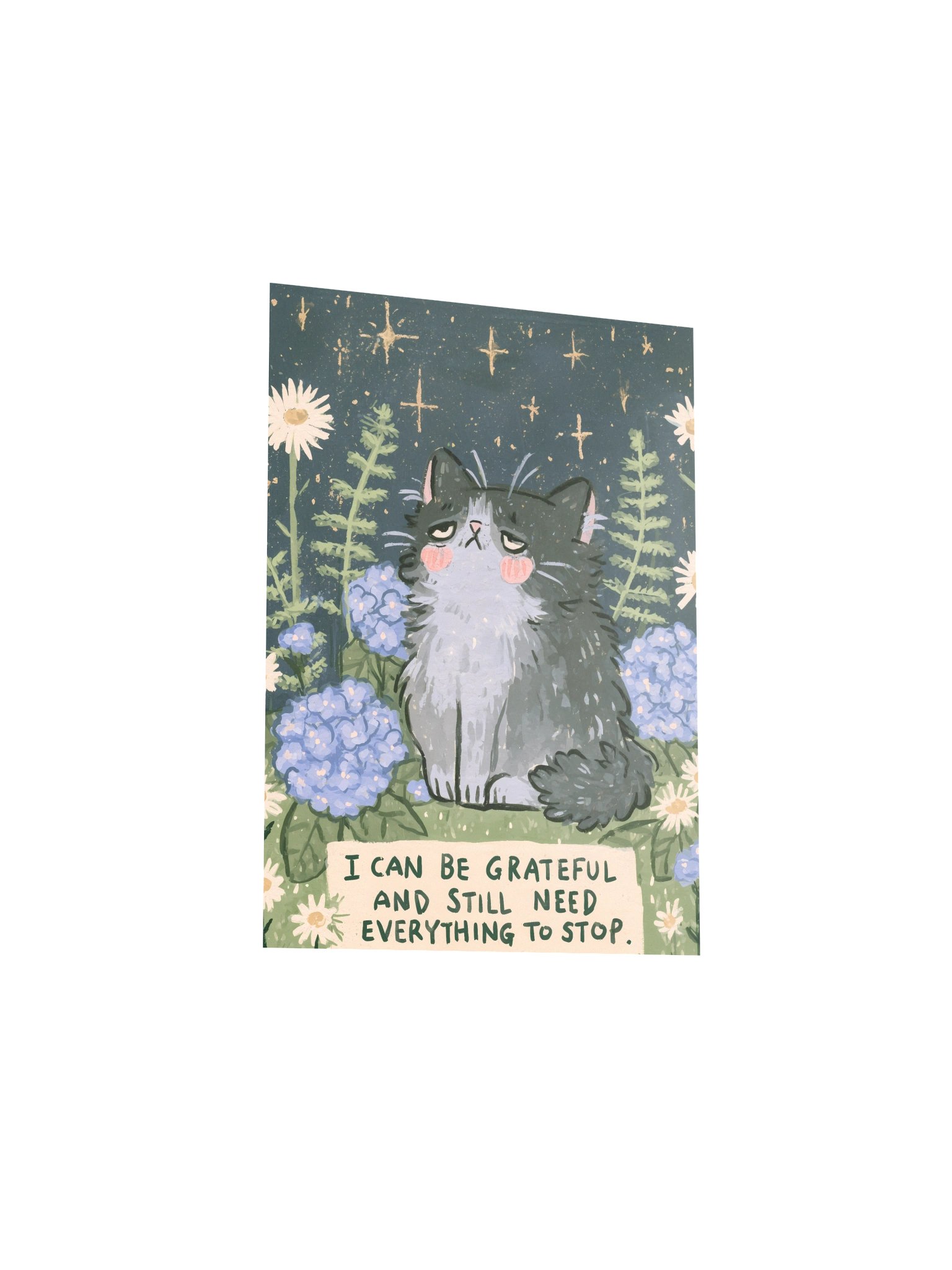 Grateful Cat Floral Quote Poster product image (25)