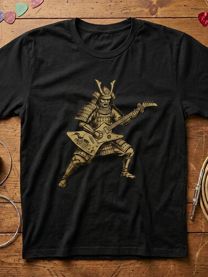 Samurai Shredder Guitar T-Shirt — Japanese Warrior Guitarist Tee | Heavy Metal Samurai Shirt product image (1)