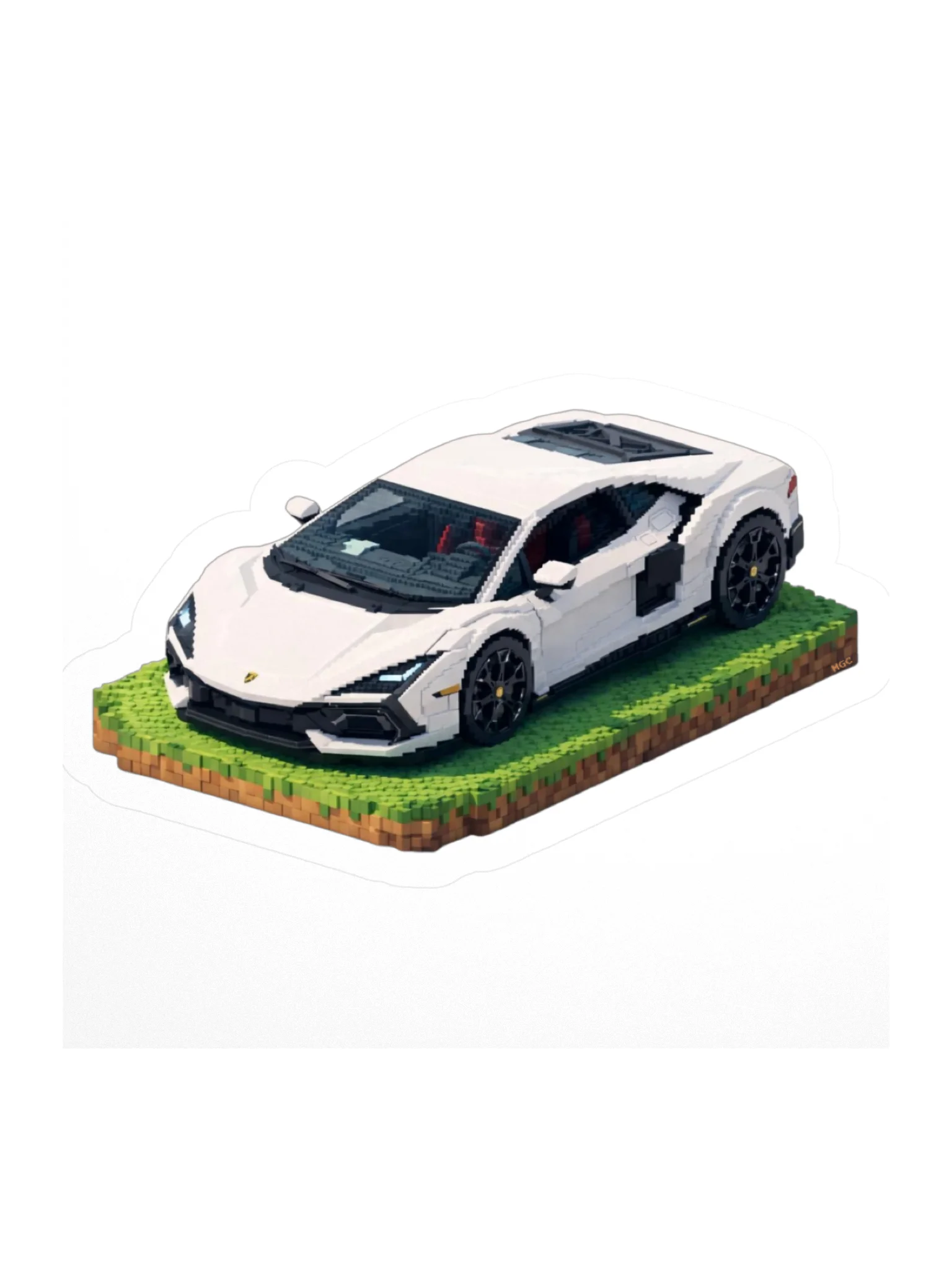 White Lamborghini Revuelto Voxel Art Sticker (Pixel, Retro, Minecraft) product image (1)