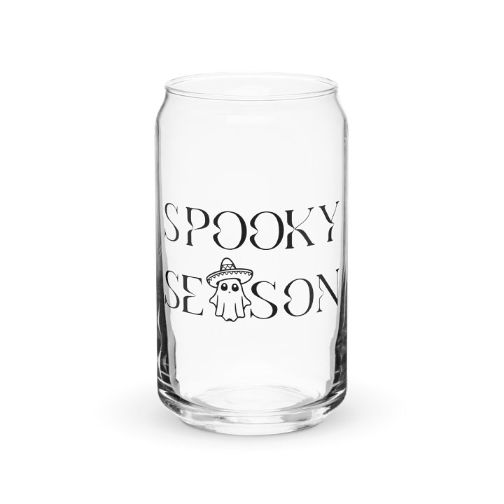 Spooky Season Sombrero Ghost Monochrome 16oz Can-Shaped Drinking Glass product image (1)