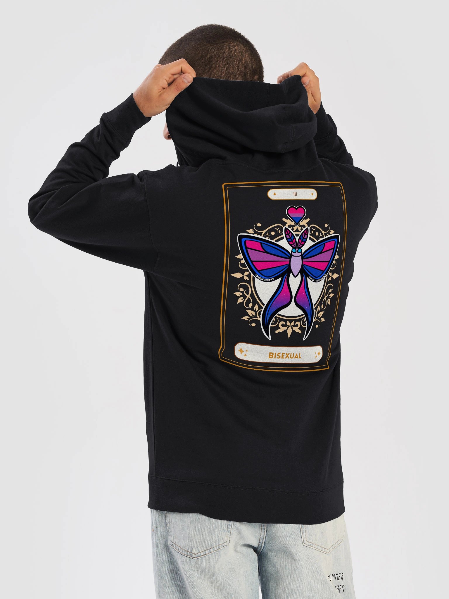 № 3 | BISEXUAL PRIDE MOTH | TAROT CARD STYLE | ZIP-UP HOODIE product image (2)