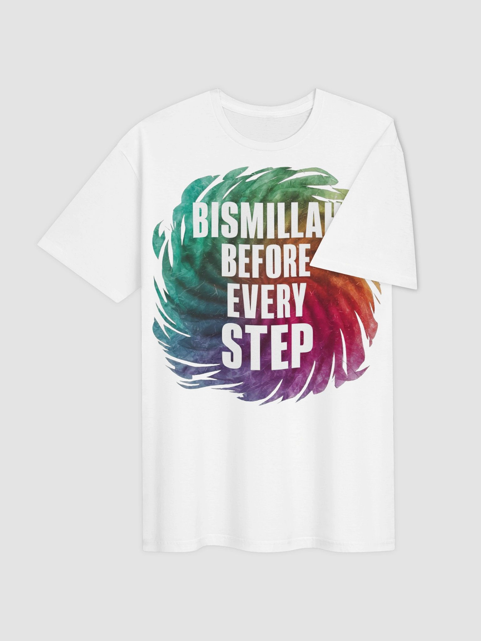 Bismillah Before Every Step T-Shirt | Islamic Mindfulness Tee | Rainbow Muslim Streetwear product image (4)