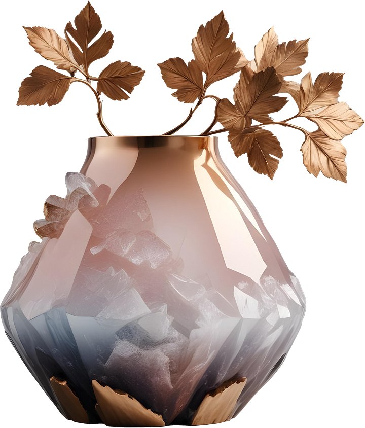 Opulent Glow – Rose Quartz Vase PNG product image (1)