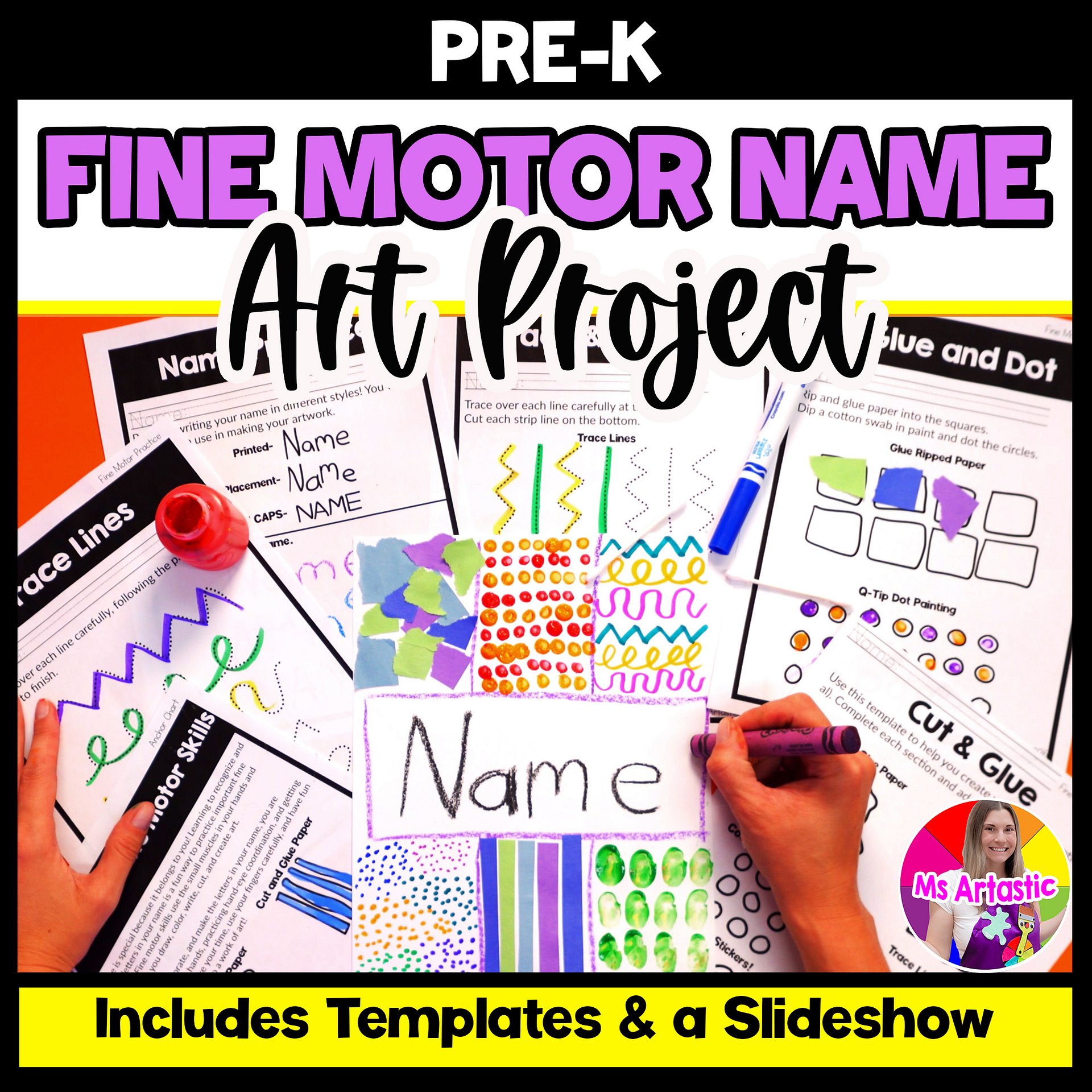 Fine Motor Name Art Lesson Pre K Name Recognition Art Project Preschool Art product image (1)