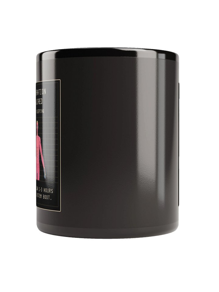 Calibration Required Black Mug | Chronic Illness Morning Boot Humor Cup product image (2)