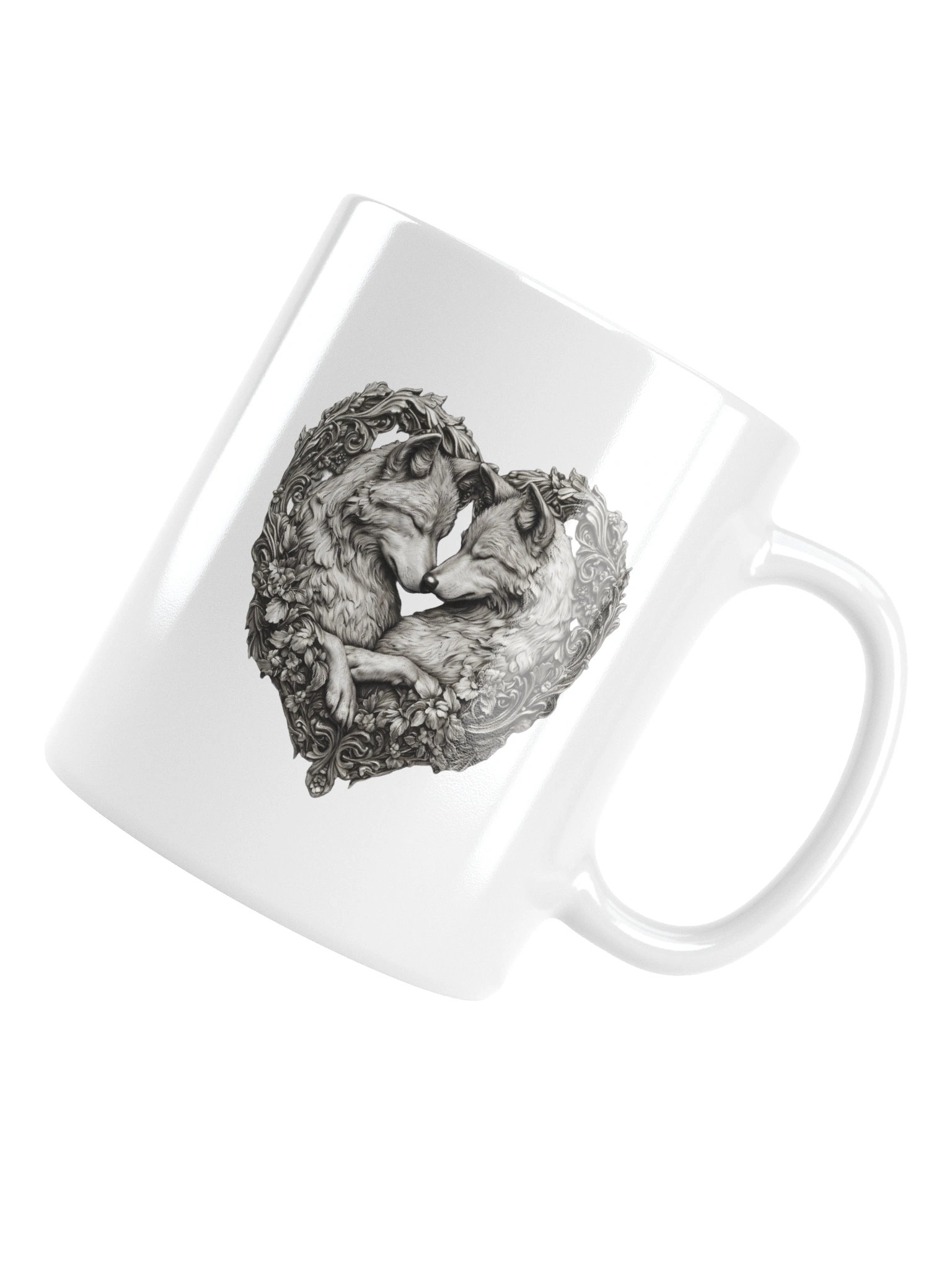 Eternal Wolves Heart Mug – Romantic Wolf Art Coffee Cup product image (13)
