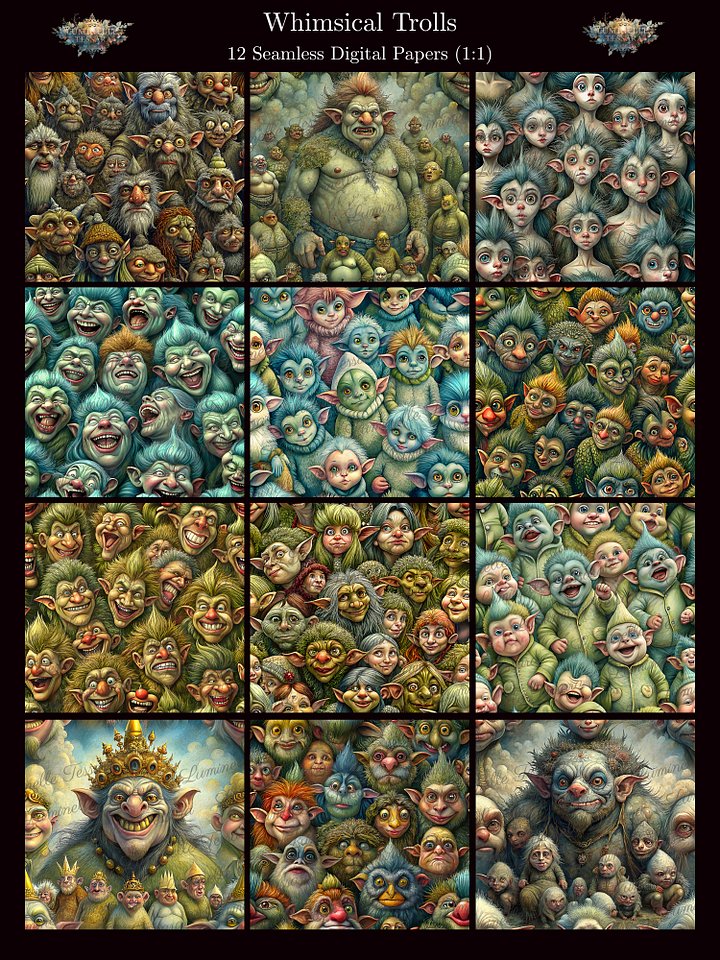 Whimsical Trolls – Seamless Digital Paper Bundle product image (1)