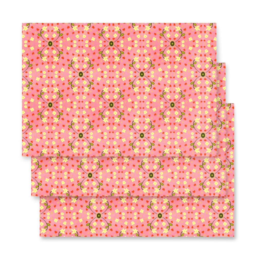 Hearts and Flowers Pink Wrapping Paper product image (4)