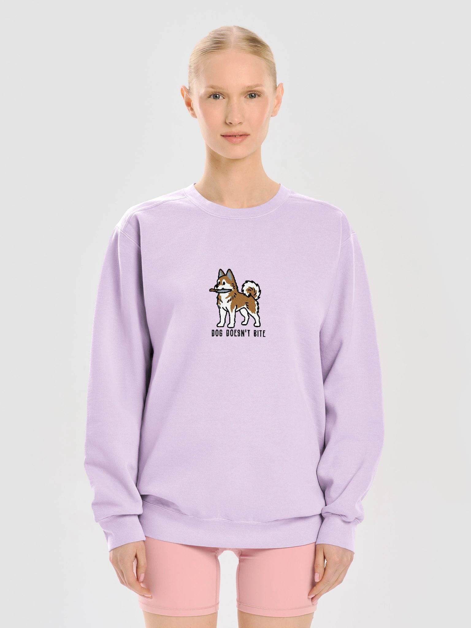 Dog Doesn't Bite Funny Chibi-Style Embroidered Premium Sweatshirt for Siberian Husky(Tan & White) Owners product image (37)