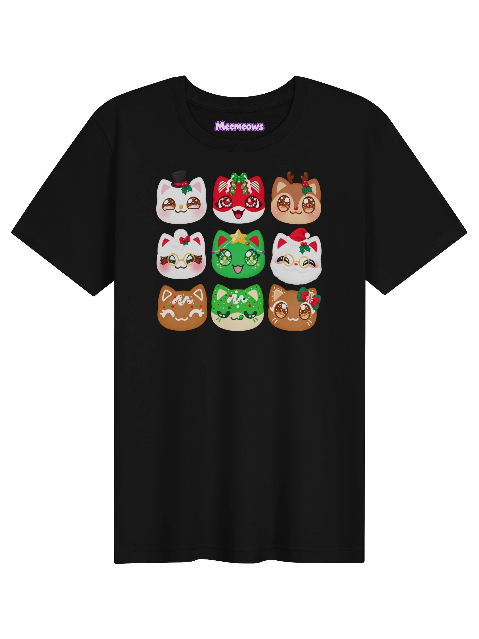 Meemeows Christmas Cat T-Shirt – 9 Cute Kawaii Holiday Cats product image (1)