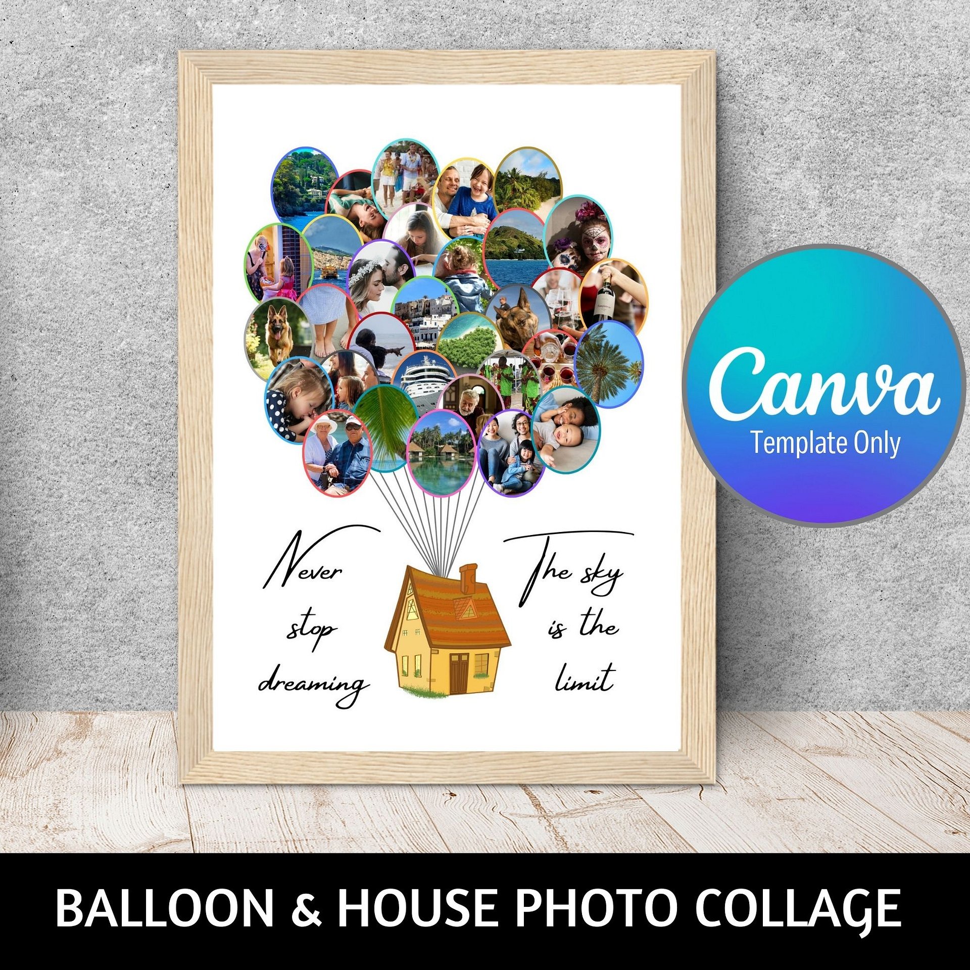 Balloons House Photo Collage Canva Template product image (1)