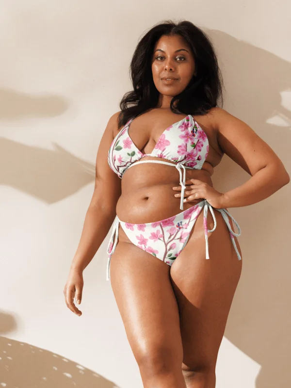 Peach Blossom Breeze white Cream String Bikini Set product image (1)
