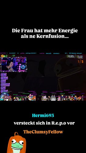 Die Frau könnte Städte für Jahre mit ihrer Energie versorgen...

Spät Nachts mit @theclumsyfellow in R.E.P.O ist eine sehr ei...