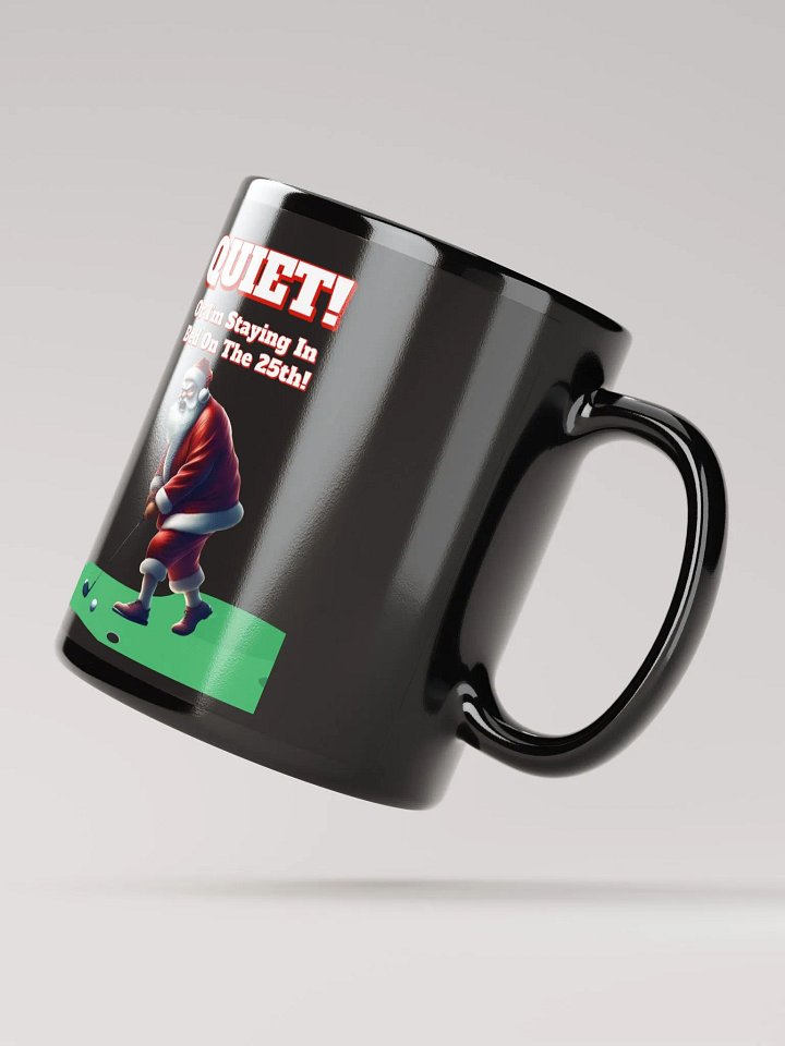 Quiet - Santa Claus Golfing Black Mug product image (3)