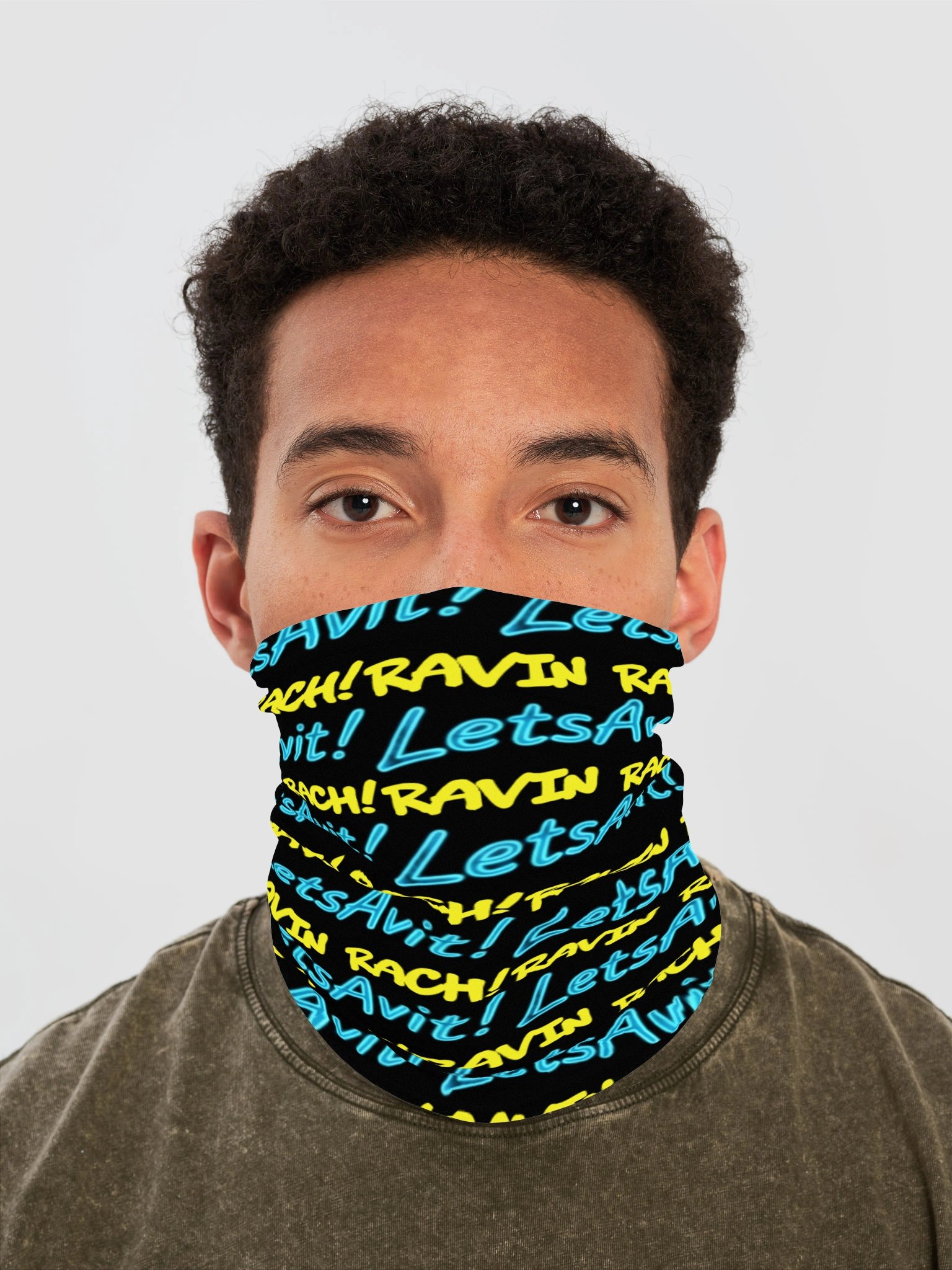 LetsAvit! Ravin Rach! Neon blue Neck Gaiter product image (1)