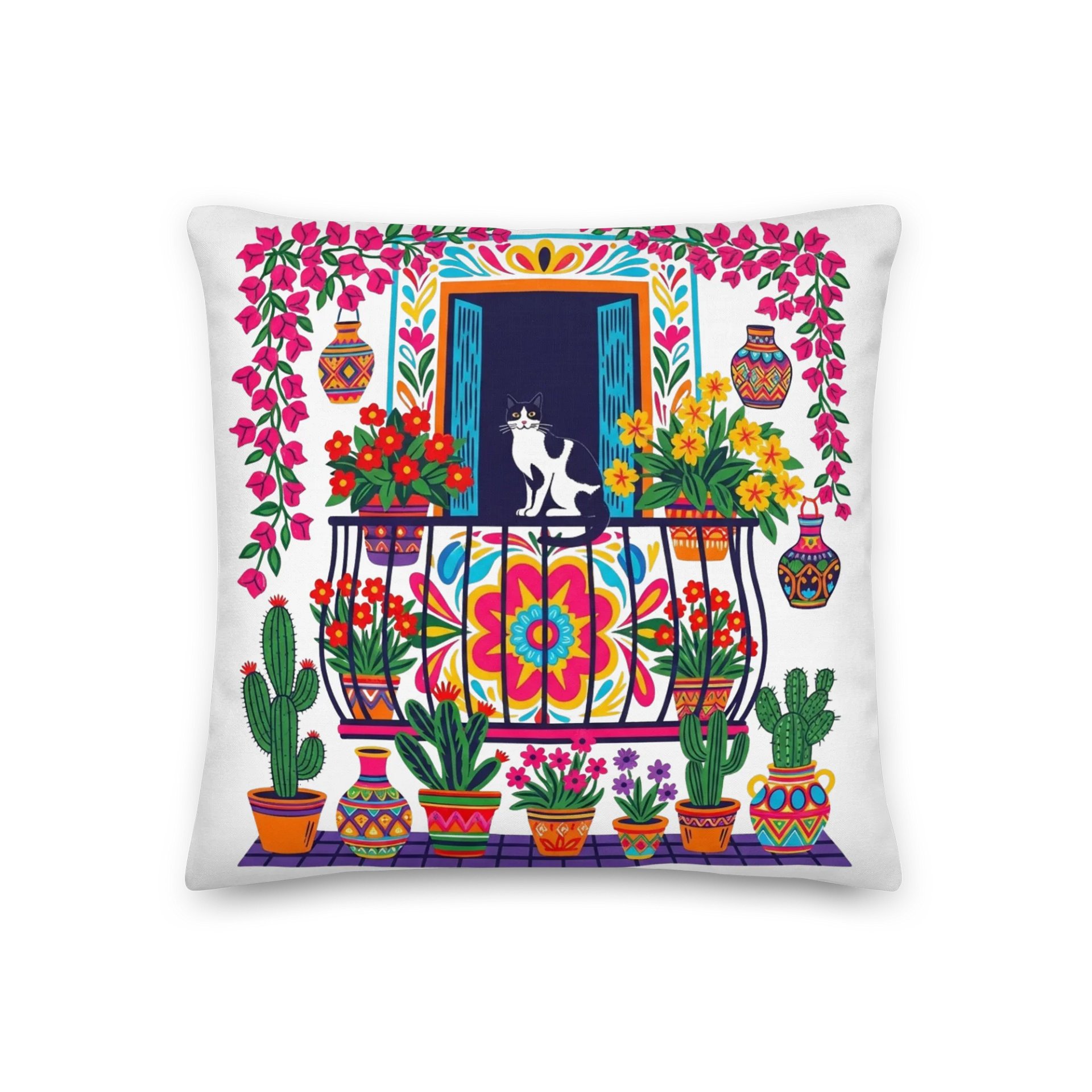 Cheerful Balcony Cat Premium Pillow product image (3)