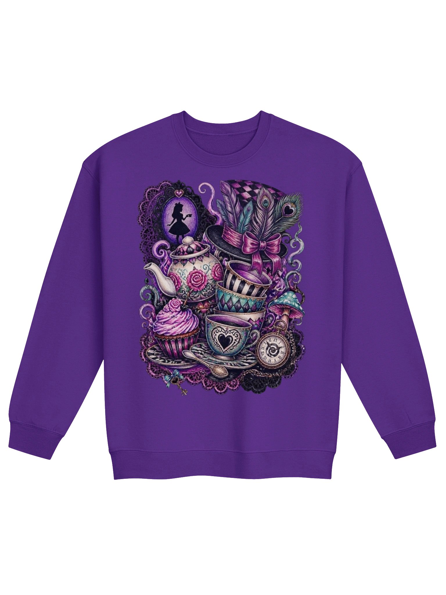 Mad Tea Party Sweatshirt, Alice in Wonderland Collage Crewneck product image (14)