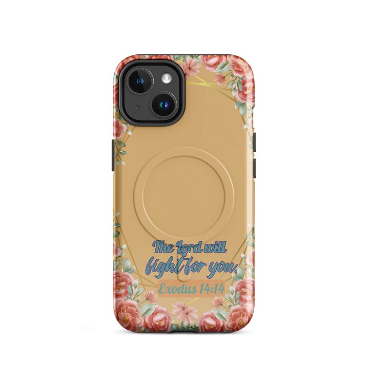The Lord will Fight for You Exodus 14:14, Inspirational Gift, Sunflower Bible Verse, Tough Magnetic MagSafe® iPhone® 14, 15, 16, 17, Pro, Pro Max, Plus Cases. product image (2)
