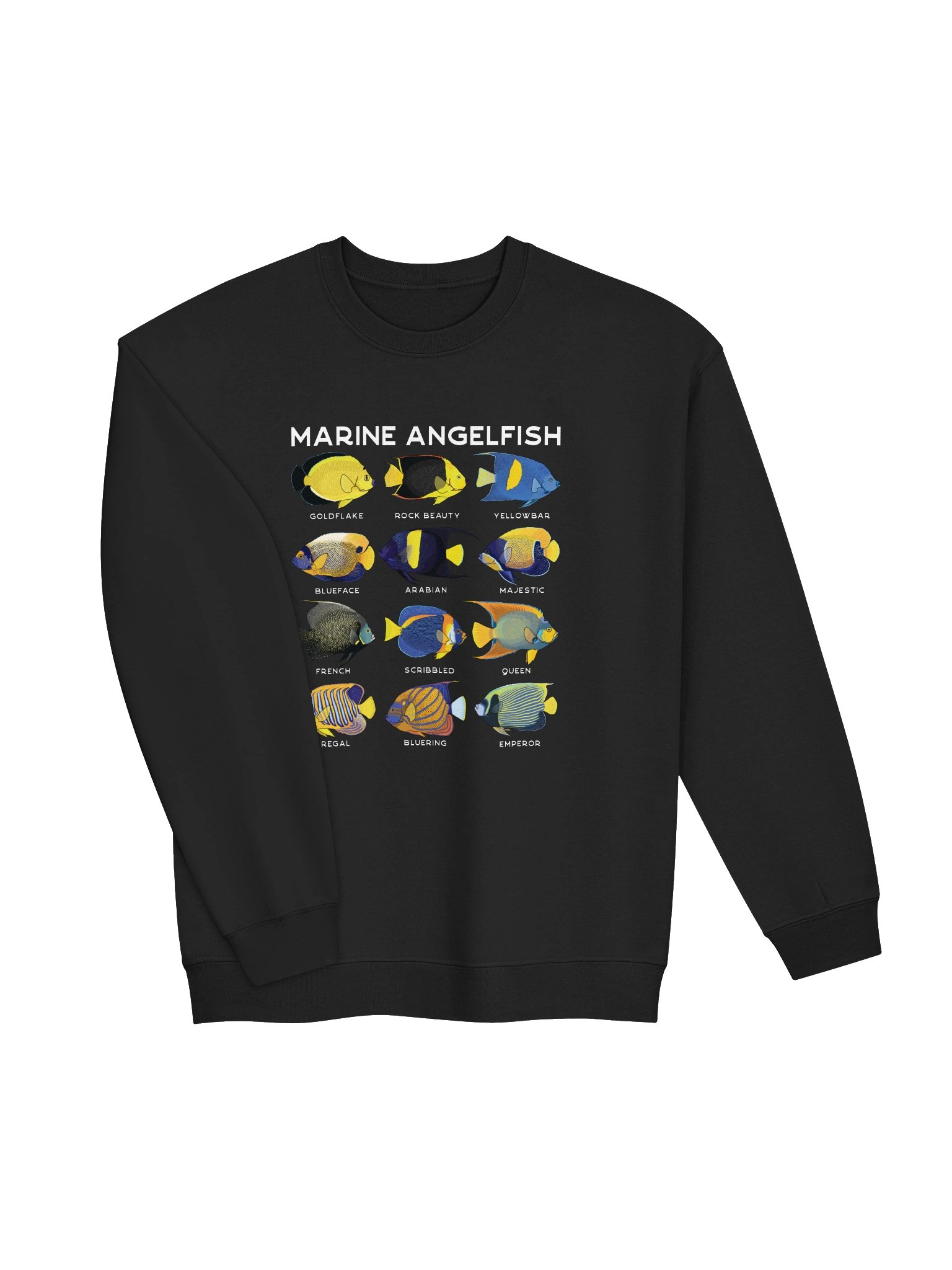Marine Angelfish Identification Chart Sweatshirt for Reef Aquarium Lovers product image (14)