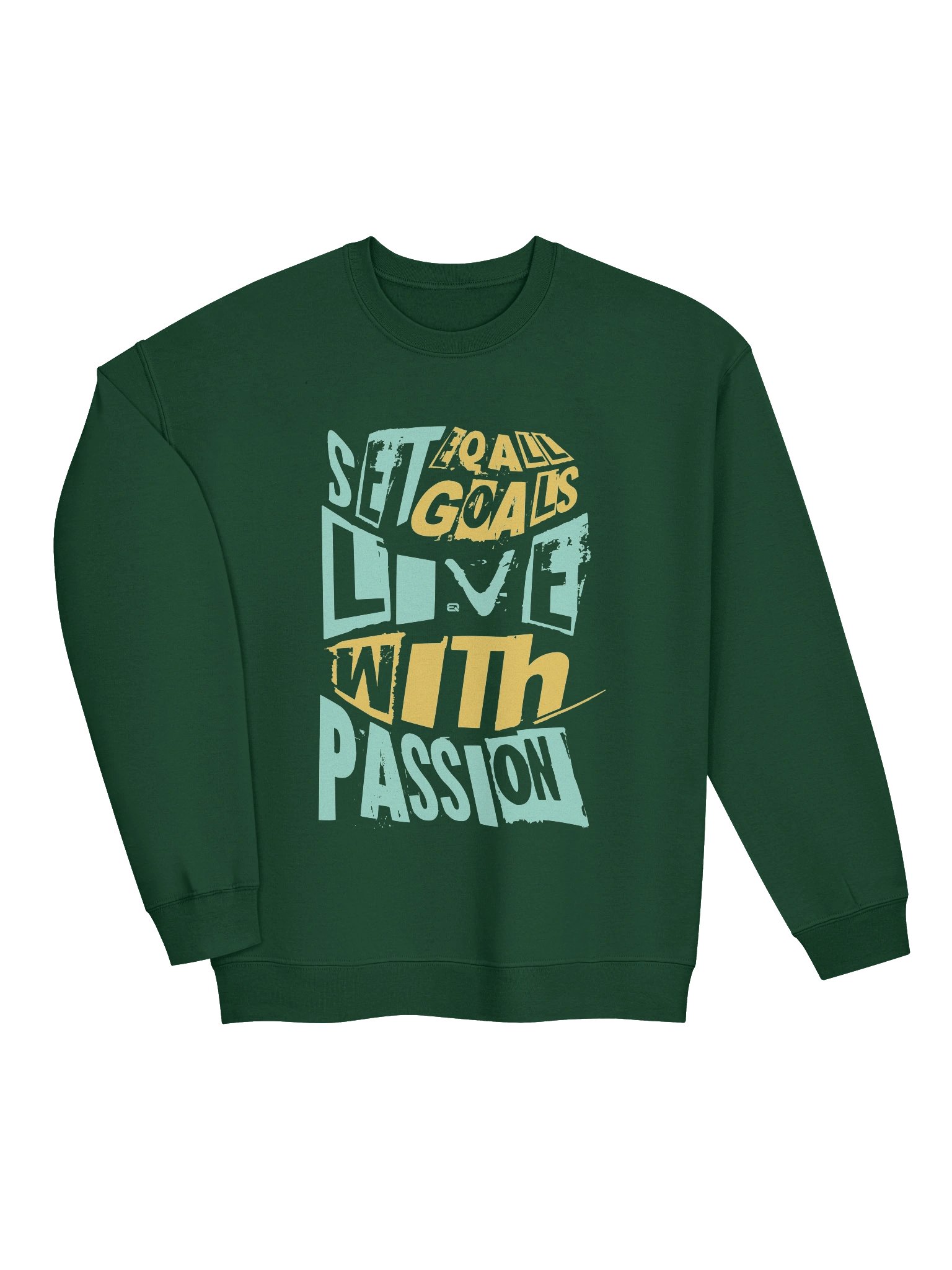 Live with Passion Crewneck Gildan Sweatshirt_R3CVR.i mode by EQALL® Essentials_Mint / Mustard product image (1)