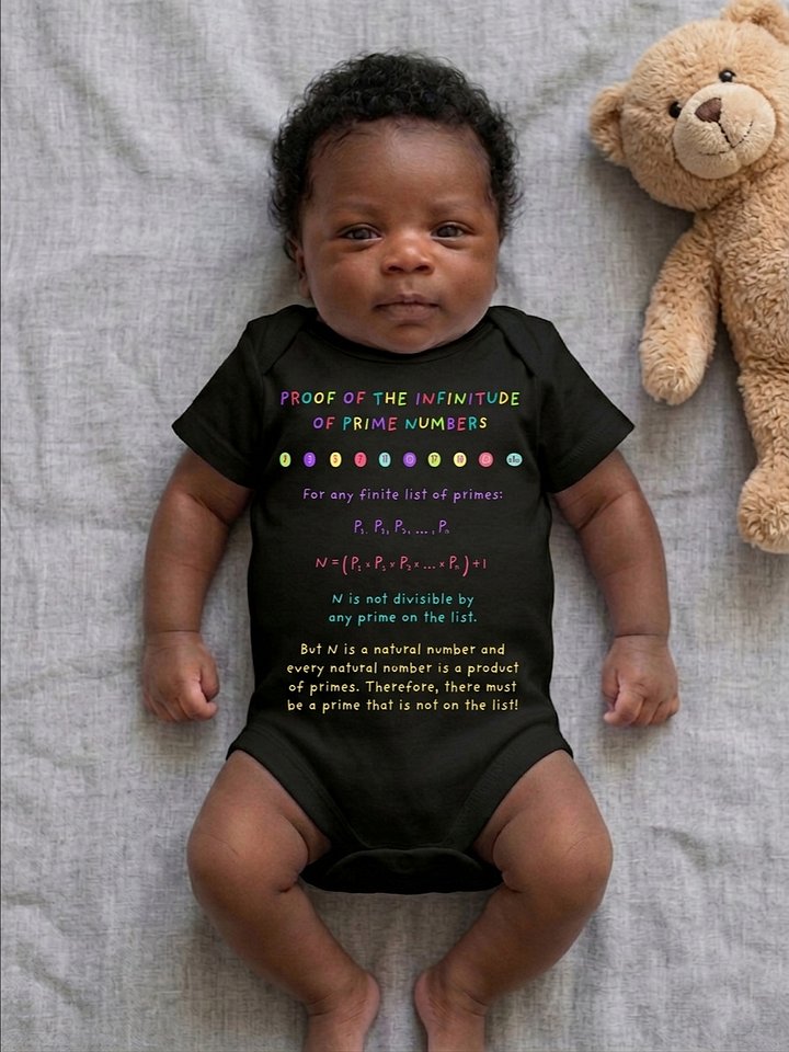 Infinite Primes Proof - Math Baby Onesie in Black product image (2)
