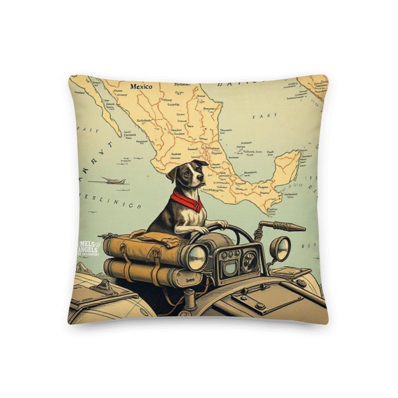 Rebel Co-Pilot Mexico Map Throw Pillow | Retro Dog Travel Decor | Square & Lumbar Cushion product image (6)