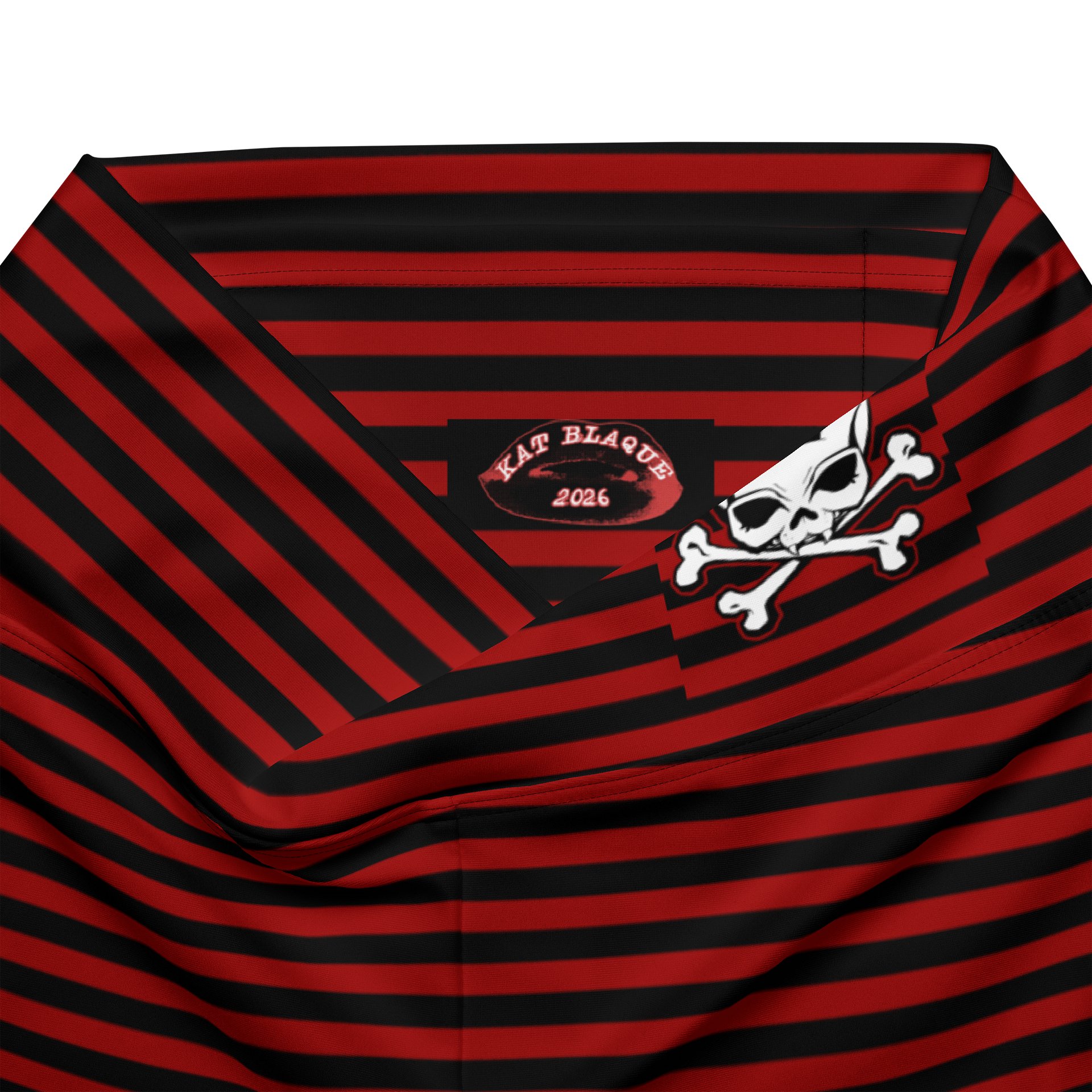 Red and Blaque Stripped Kat Skull Flares product image (7)